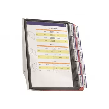 DURABLE SHERPA® WALL 10 wand-displaytafelsysteem, A4, 10 tafels, grijs 563100