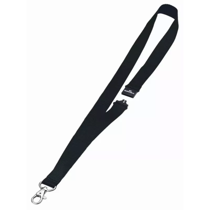 DURABLE textiel-lanyard 20 met karabijnhaak, zwart, 10-pack (813701)