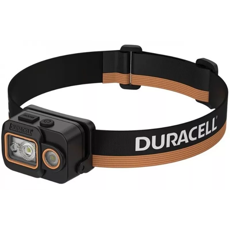 Duracell DH700R oplaadbare LED-hoofdlamp, 700 lumen, bewegingssensor, IPX4, zwart/oranje