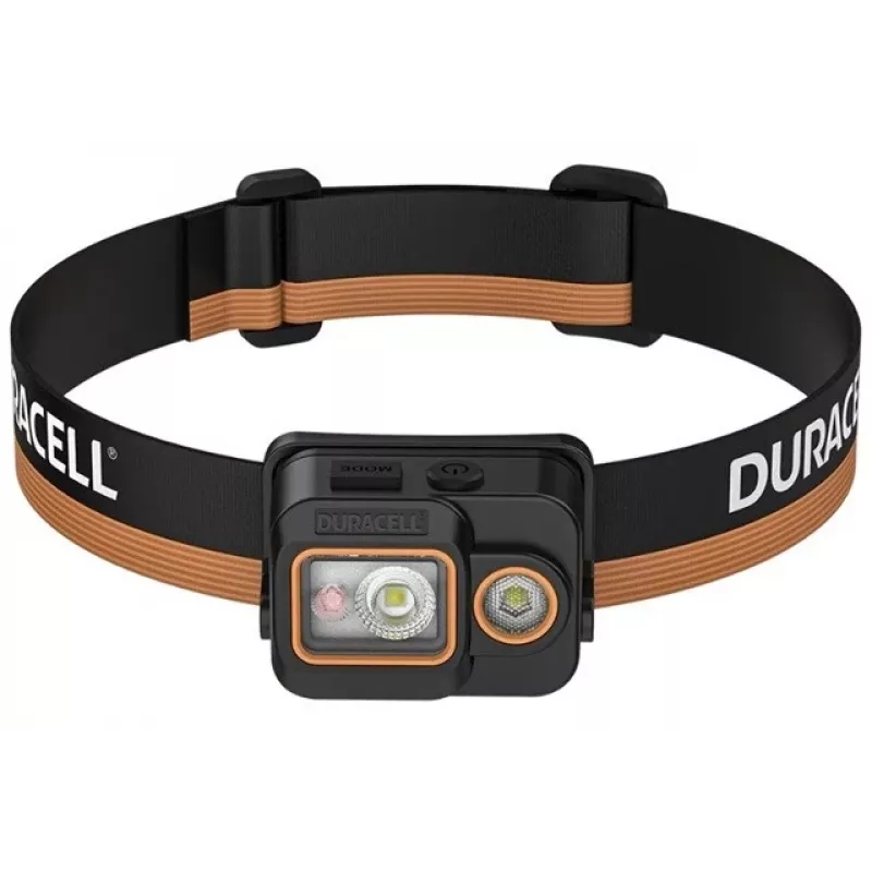 Duracell DH700R oplaadbare LED-hoofdlamp, 700 lumen, bewegingssensor, IPX4, zwart/oranje