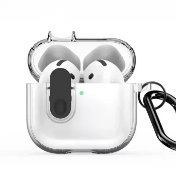 Dux Ducis Apple AirPods 4 PECL Series PC+TPU hoesje met haakje zwart transparant
