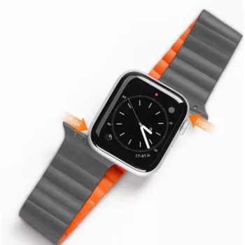 Dux Ducis Apple magnetic strap watch strap 7/6/5/4/3/2 / SE (41/40/38mm) magnetic grijs oranje