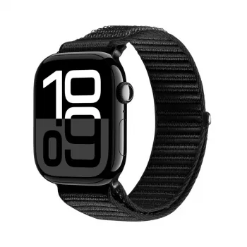 Dux Ducis Apple Watch 38/40/41/42mm YE nylon gevlochten loop polsband zwart