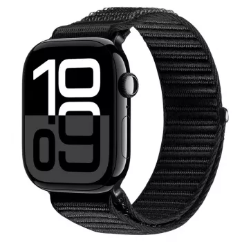 Dux Ducis Apple Watch 42/44/45/46/49mm YE nylon gevlochten loop polsbandje zwart