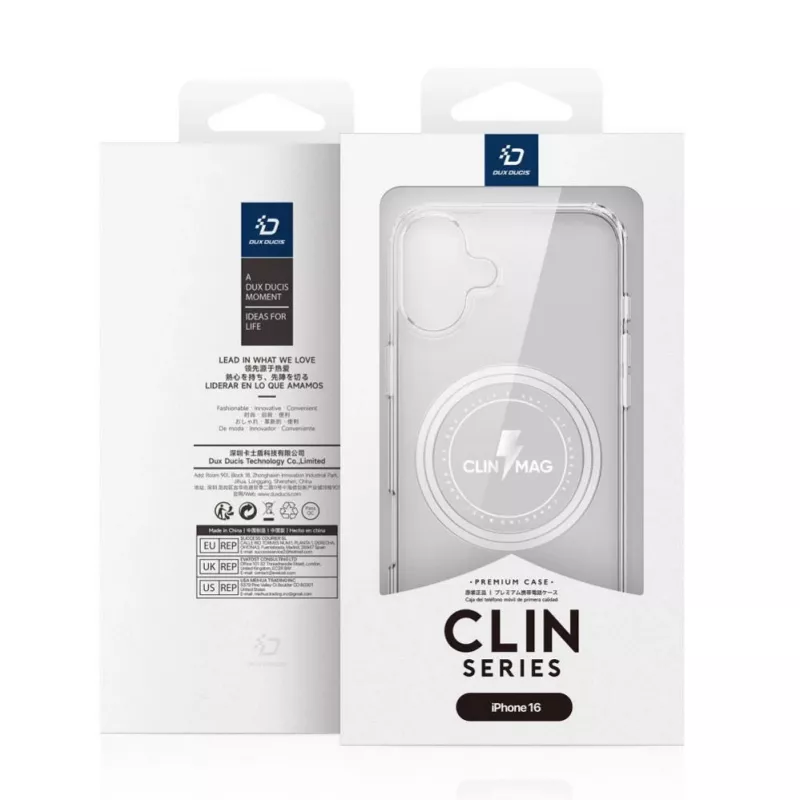DUX DUCIS Clin Mag Case voor iPhone 16, transparant, MagSafe-compatibel