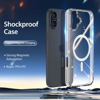 DUX DUCIS Clin Mag Case voor iPhone 16, transparant, MagSafe-compatibel