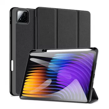 Dux Ducis Domo Series drievoudig opvouwbare standaard PU-leer tabletcover voor Xiaomi Redmi Pad 7/7 Pro, zwart