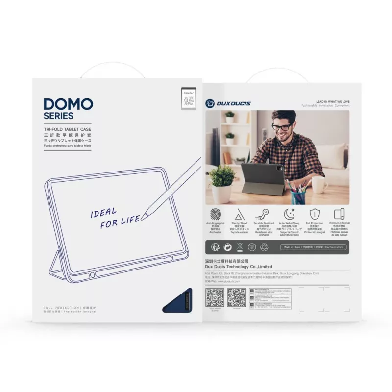 Dux Ducis Galaxy Tab A9 Plus / Tab A11 Plus Domo Series tri-fold stand PU-leer tabletcover blauw