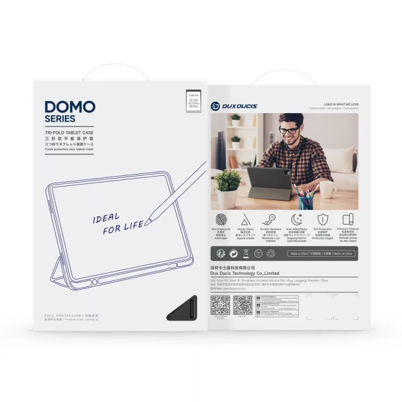 Dux Ducis Galaxy Tab A9 Plus / Tab A11 Plus Domo Series Tri-fold standaard PU-leren tablethoes zwart