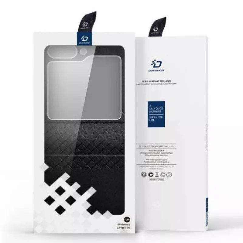 Dux Ducis Galaxy Z Flip5 5G flip leren hoes wallet zwart