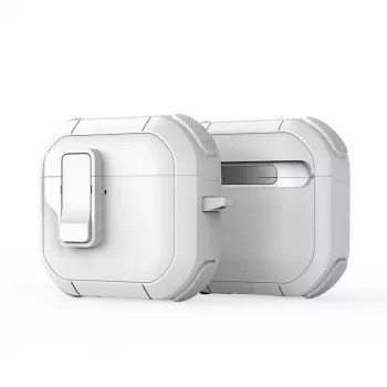 Dux Ducis PECP Series PC+TPU cover met haakje voor AirPods 4, wit