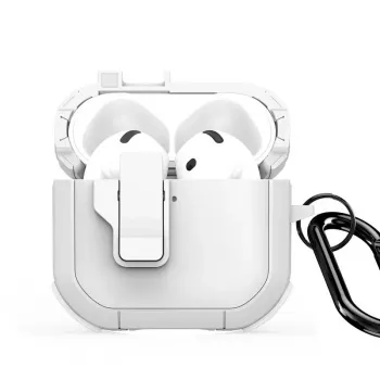 Dux Ducis PECP Series PC+TPU cover met haakje voor AirPods 4, wit