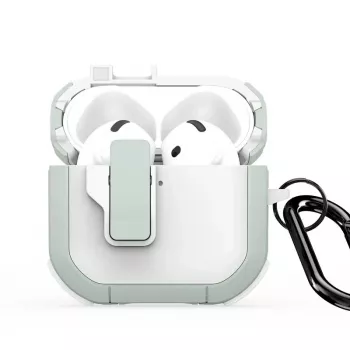 Dux Ducis PECP Series PC+TPU cover met haakje voor AirPods 4, wit groen