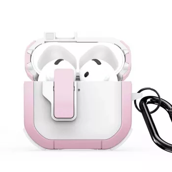 Dux Ducis PECP Series PC+TPU cover met haakje voor AirPods 4, wit roze