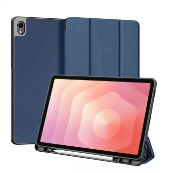 Dux Ducis Samsung Galaxy Tab S11 Domo Series tri-fold stand PU leren tablet cover blauw