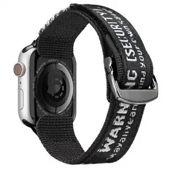 Dux Ducis armband (outdoorversie) voor Apple Watch Ultra, SE, Series 8, 7, 6, 5, 4, 3, 2, 1 (49, 45, 44, 42 mm) nylon band zwart zilver