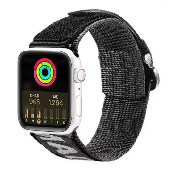 Dux Ducis armband (outdoorversie) voor Apple Watch Ultra, SE, Series 8, 7, 6, 5, 4, 3, 2, 1 (49, 45, 44, 42 mm) nylon band zwart zilver