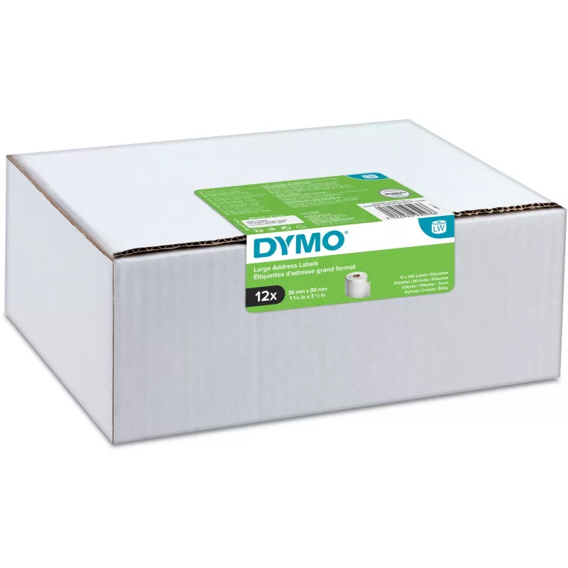 DYMO Authentic LabelWriter grote adresetiketten 36mm x 89mm transparant, 2 rollen met 130 (260 etiketten)