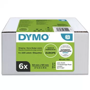 DYMO LabelWriter verzend- en naametiketten, 54 x 101 mm, wit, permanente lijm, 220 etiketten per rol