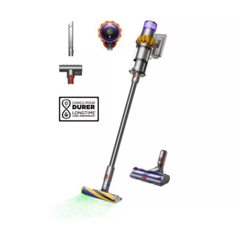 Dyson V15 Detect Absolute accu-stofzuiger, roestvrij staal, 240AW, LCD-display, 60min looptijd