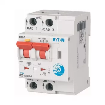 Eaton AFDD-10/2/B/003-A foutlichtboogbeveiliging met RCBO, 2-polig, 10 A, 30 mA, Type A, 230 V, 6 kA, DIN-rail, 2 modules