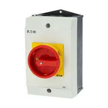 Eaton P1-25/I2/SVB/HI11 25A 3-polige hoofdschakelaar met noodstop, opbouwmontage, IP65, rood/geel