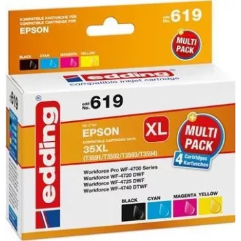 Edding EDD-619 compatibele high-yield inktpatronenset – zwart, cyaan, magenta, geel (4-pack, Epson 603XL equivalent) 18-619