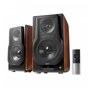 Edifier S3000MKII Premium draadloze 2.0 boekenplankluidsprekers, bruin