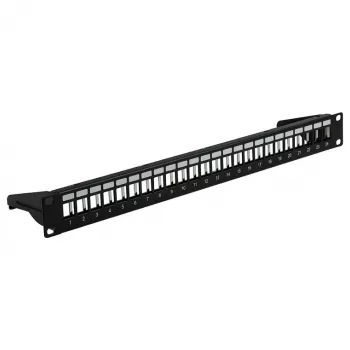 EFB 19 inch 1U patchpanel, 24-poorts, metaal, kantelbaar, zwart RAL9005