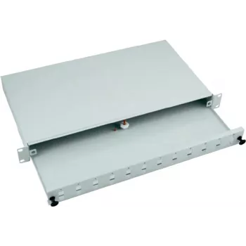 EFB 24-poorts SC duplex rack-mount splice box met uitschuifbare front, lichtgrijs RAL 7035, 1U (53600.3)
