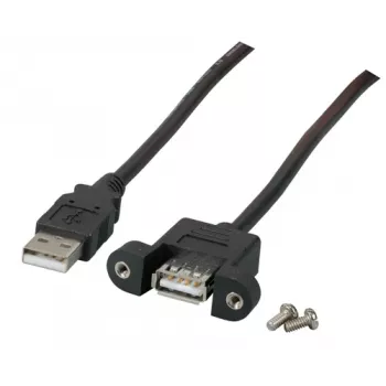 EFB-Elektronik USB 2.0 verlengkabel A-A, panel mount bus, 1,0 m, zwart, Classic