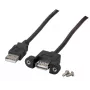 EFB-Elektronik USB 2.0 verlengkabel A-A, panel mount bus, 1,0 m, zwart, Classic