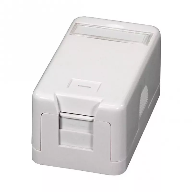EFB ET-25166 opbouw Keystone-doos, 1 poort, zelfsluitend stofdeksel, reinwit