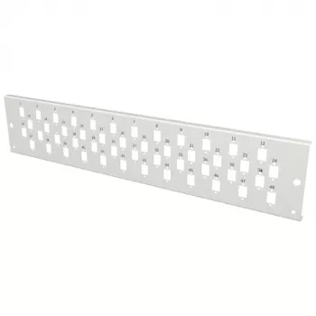 EFB VSB2HE-FP-48SC-S 2U 19 inch rack-montage-frontplaat voor 48 SC Simplex/E2000 Simplex/MTRJ of 24 LC Duplex adapters, grijs