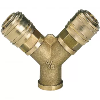 Einhell persluchtverdeler met 2 snelkoppelingen, R 3/8 inch binnendraad, vernikkeld messing 4139680