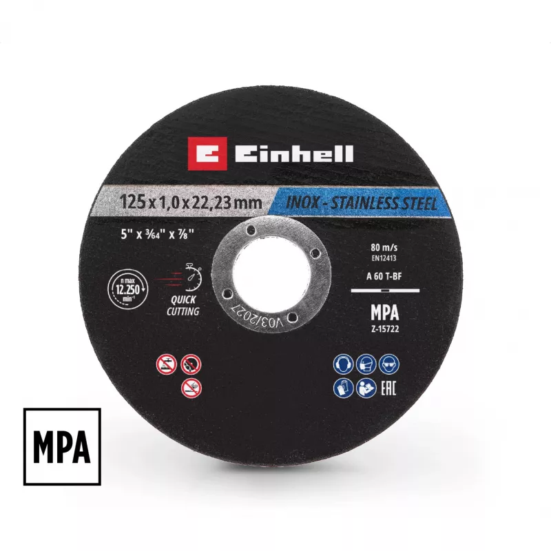 Einhell doorslijpschijf dun Ø 125 x 1,0 mm 10 stuks voor haakse slijper (711442)