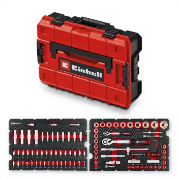 Einhell E-Case 92-delige gereedschapsset (370514) - chroom-vanadiumstaal, zwart/rood