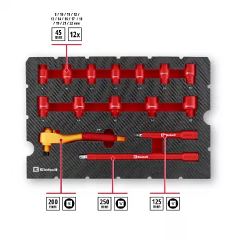 Einhell E-Case VDE gereedschapskoffer 24-delige elektricienset (rood/geel)