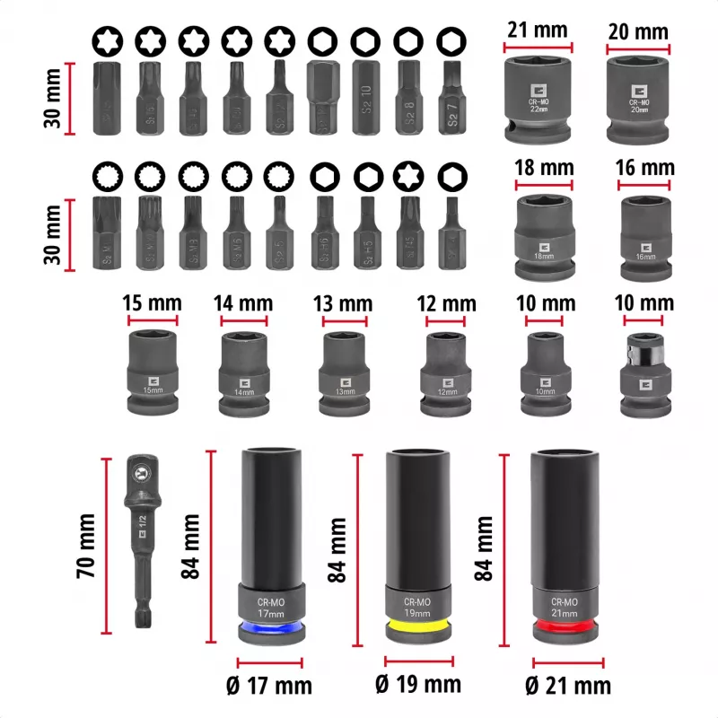 Einhell Impact Bit and Socket Set 1/2 inch 32-delige in XL Case