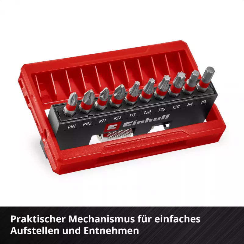 Einhell Karabiner Impact Bit Set 10-delig 1/4 inch zeskant impact-bits met karabinerclip