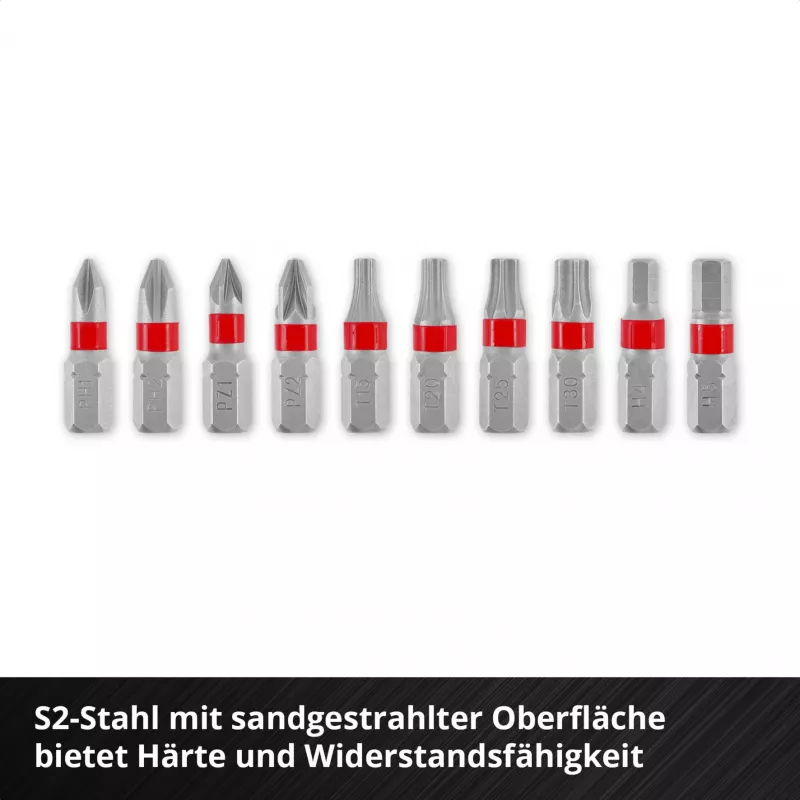 Einhell Karabiner Impact Bit Set 10-delig 1/4 inch zeskant impact-bits met karabinerclip