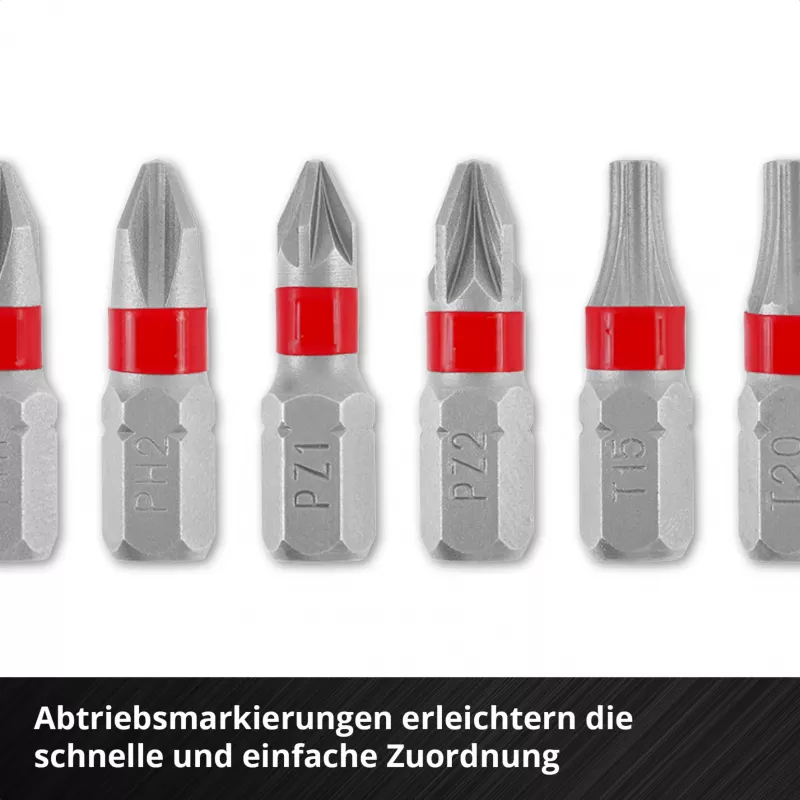 Einhell Karabiner Impact Bit Set 10-delig 1/4 inch zeskant impact-bits met karabinerclip