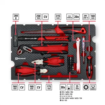 EINHELL-KWB E-Case renovatie-gereedschapsset, 78-delig (zwart/rood)