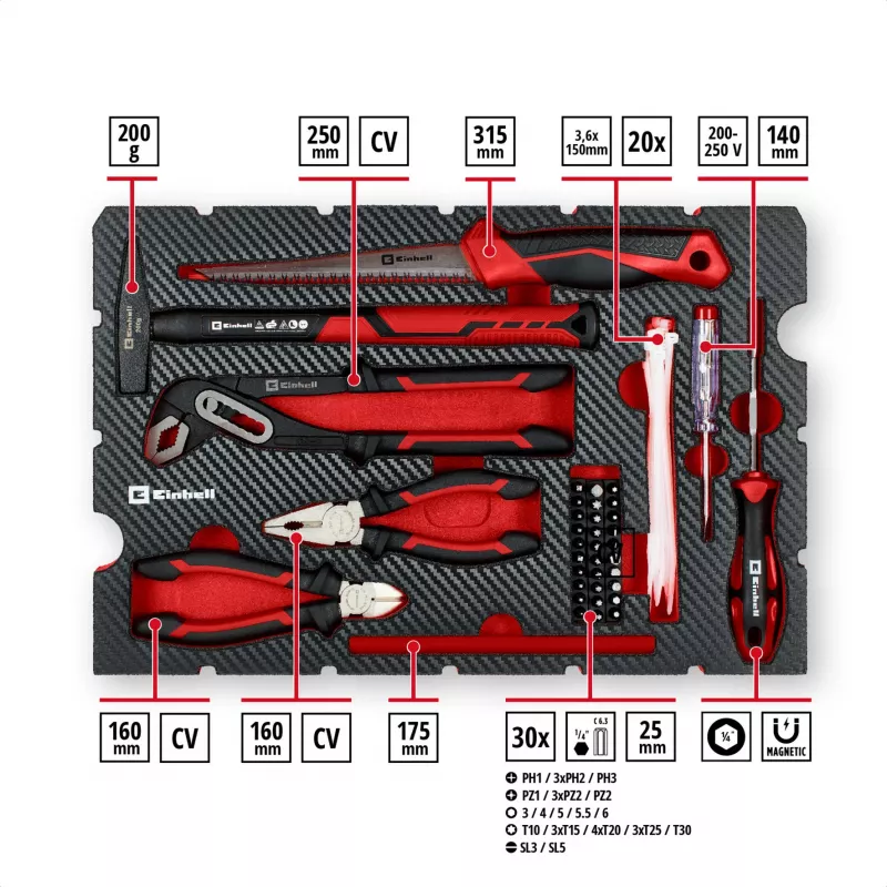 EINHELL-KWB E-Case renovatie-gereedschapsset, 78-delig (zwart/rood)