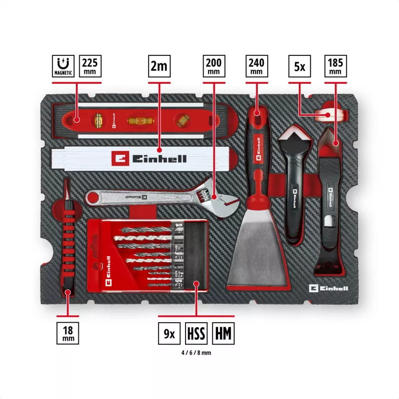 EINHELL-KWB E-Case renovatie-gereedschapsset, 78-delig (zwart/rood)