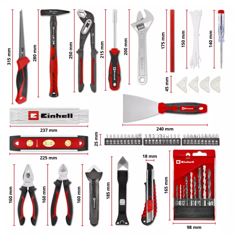 EINHELL-KWB E-Case renovatie-gereedschapsset, 78-delig (zwart/rood)