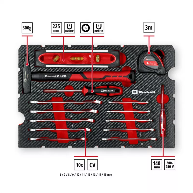 EINHELL-KWB E-Case gereedschapskoffer verhuizing, 79-delig (zwart/rood)
