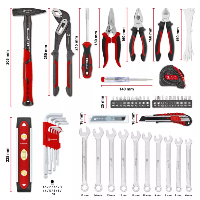 EINHELL-KWB E-Case gereedschapskoffer verhuizing, 79-delig (zwart/rood)