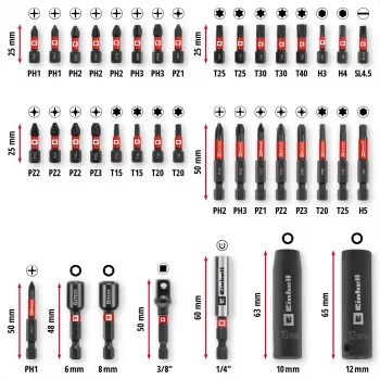 EINHELL-KWB impact bit- en dopsleutelset in M-CASE, 39-delige