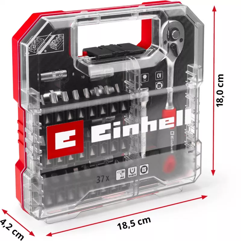 EINHELL-KWB dopsleutel- en bitset 1/4 inch 37-delig in L-CASE
